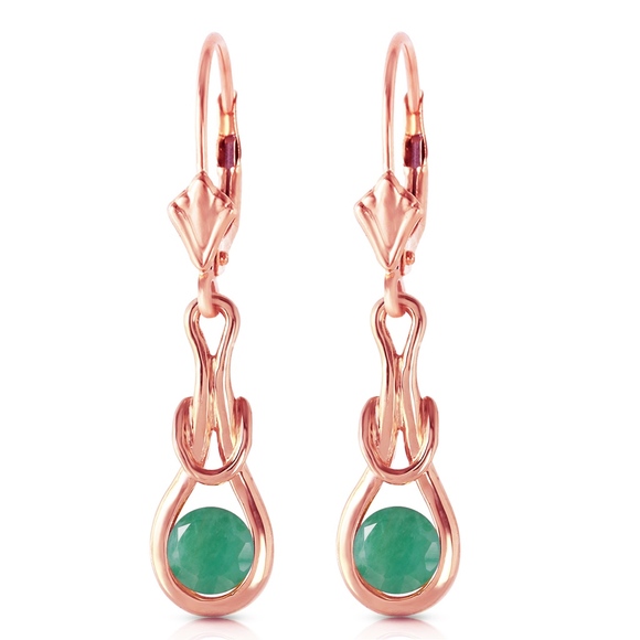 Galaxy Gold Products Jewelry - 14K. GOLD LEVER BACK EARRINGS WITH NATURAL EMERALD